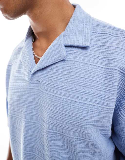 ASOS DESIGN oversized boxy polo in light blue