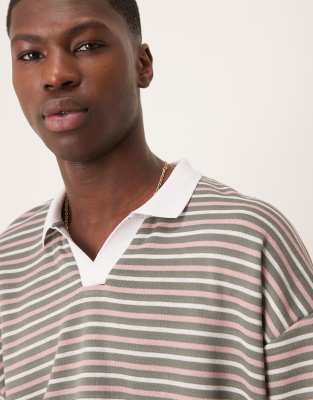 Asos Design Oversized Boxy Polo T-shirt In Green