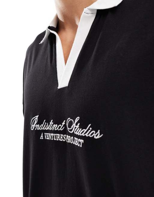 Tシャツ・カットソー Malo Boxy Black Polo With Dropped Shoulders Men's Polo Shirt Dropped Shoulders Short Sleeve Top Simple