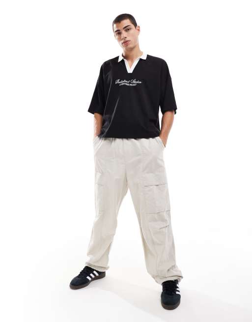 Tシャツ・カットソー Malo Boxy Black Polo With Dropped Shoulders 207411858-1-black?$n_750w$&wid
