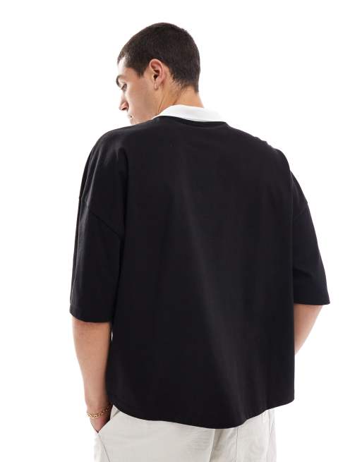 Tシャツ・カットソー Malo Boxy Black Polo With Dropped Shoulders 15012025_206.jpg
