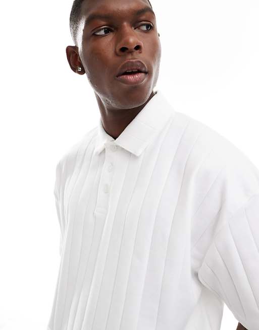 ASOS DESIGN oversized boxy polo with wide rib in white | ASOS ASOS DESIGN oversized boxy polo with wide rib in white | ASOS