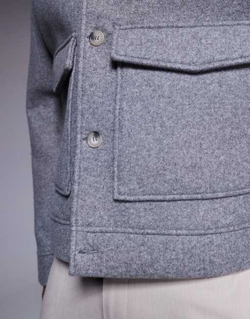 ASOS DESIGN oversized boxy premium felt shacket in gray