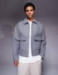 [ASOS DESIGN] ASOS DESIGN oversized boxy premium felt shacket in grey S Grey marle