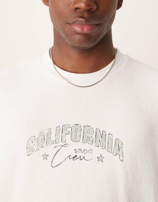 ASOS DESIGN oversized boxy printed T-shirt in white