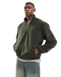 [ASOS DESIGN] ASOS DESIGN oversized boxy quarter zip fleece sweatshirt in green XL GREEN