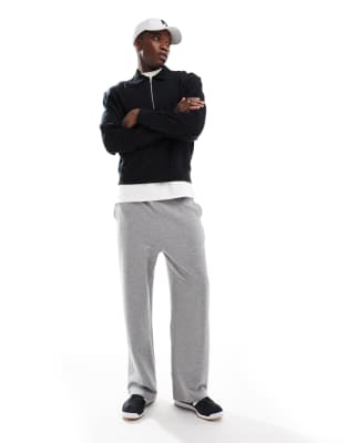 Asos Design Standard Fit Quarter Zip Sweatshirt With Collar In Black