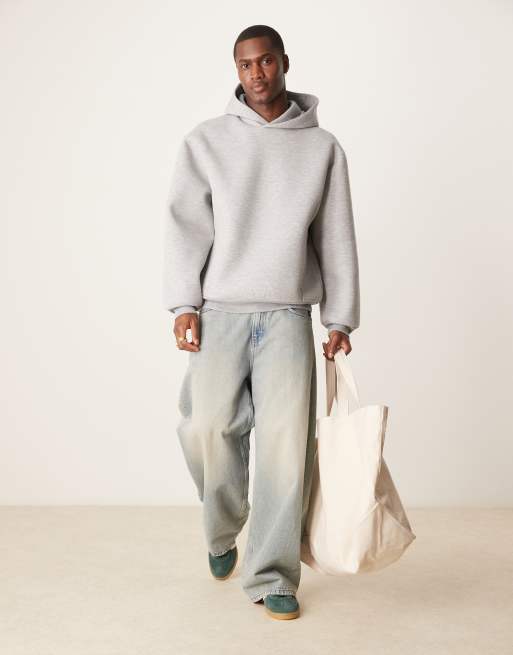 ASOS DESIGN oversized boxy heavyweight scuba hoodie in gray
