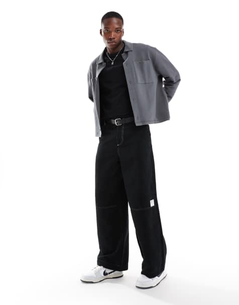 ASOS DESIGN oversized boxy shacket in grey - view 1