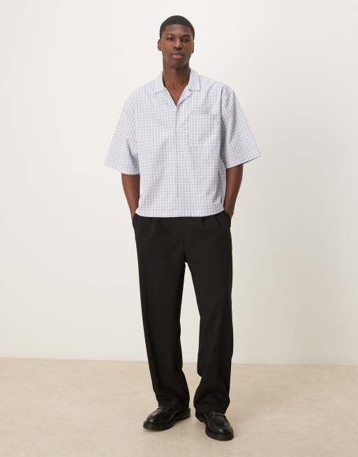 ASOS DESIGN oversized boxy shirt in blue check