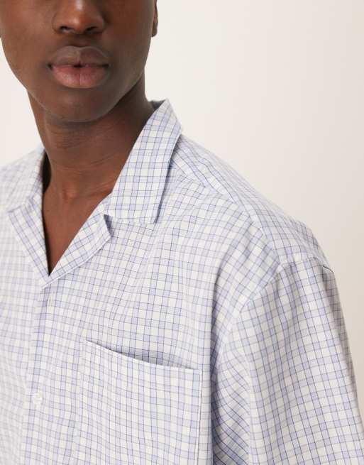 ASOS DESIGN oversized boxy shirt in blue check