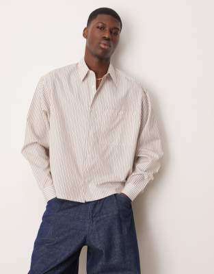 Asos Design Oversized Boxy Shirt In Neutral