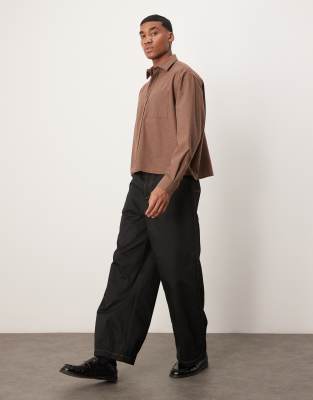 Asos Design Oversized Boxy Shirt In Brown