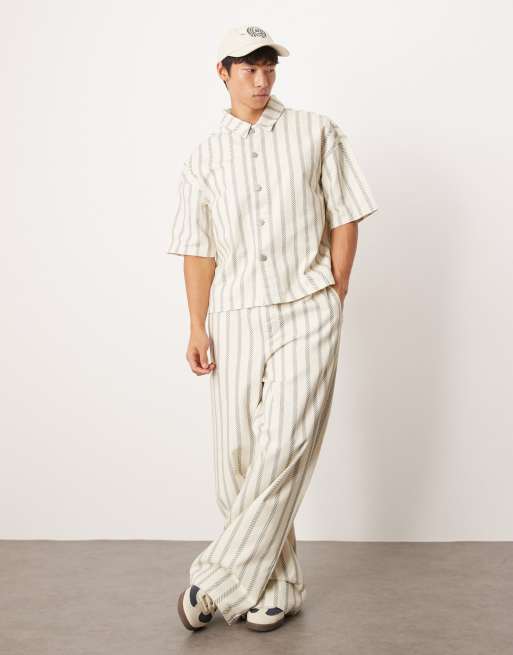 ASOS DESIGN oversized boxy shirt in stripe (part of a set), 2 of 4