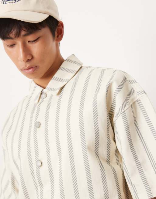 ASOS DESIGN oversized boxy shirt in stripe (part of a set), 3 of 4