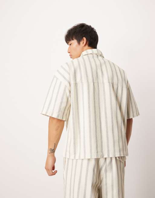 ASOS DESIGN oversized boxy shirt in stripe (part of a set), 4 of 4