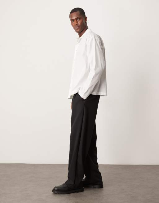 ASOS DESIGN oversized boxy shirt with cuff details in white
