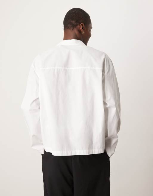 ASOS DESIGN oversized boxy shirt with cuff details in white
