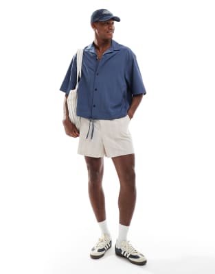 Asos Design Oversized Boxy Shirt With Half Sleeves