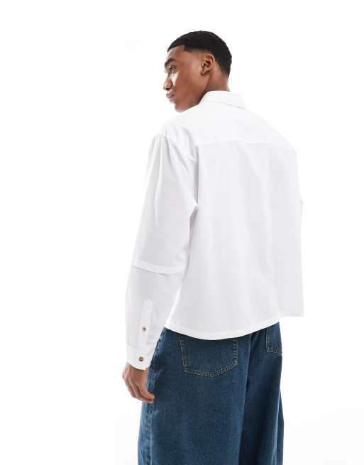 ASOS DESIGN oversized boxy shirt with layered sleeves in