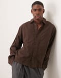 [ASOS DESIGN] ASOS DESIGN oversized boxy shirt with taping in brown M BROWN