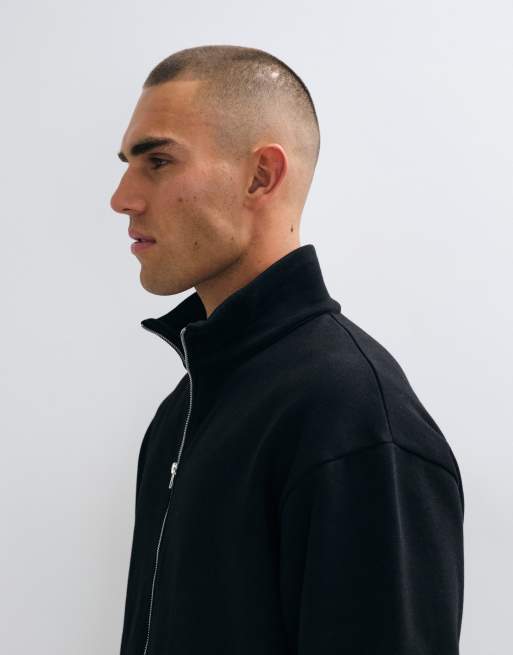 ASOS DESIGN oversized boxy sweatshirt med ståkrave og lynlås i sort, 4 af 5