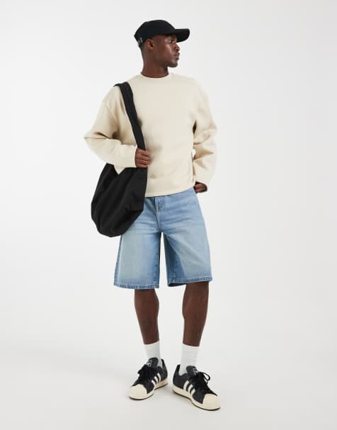 ASOS DESIGN - Oversized boxy sweatshirt met ronde hals en panelen in neutraal - view 1