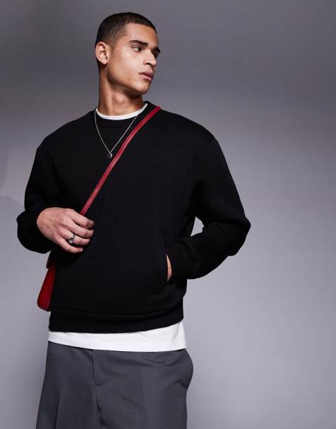 ASOS DESIGN oversized boxy sweatshirt with pockets in black - view 1