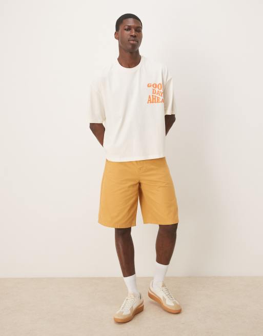 ASOS DESIGN oversized boxy t-shirt in off white with back print