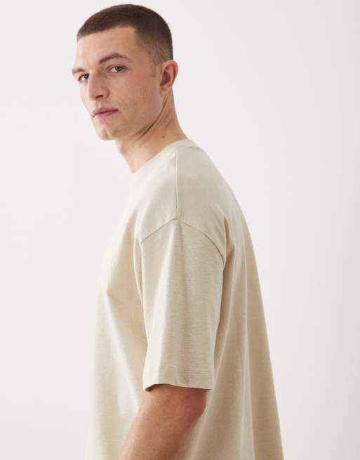 ASOS DESIGN oversized boxy t-shirt in stone slub texture  , 4 of 5