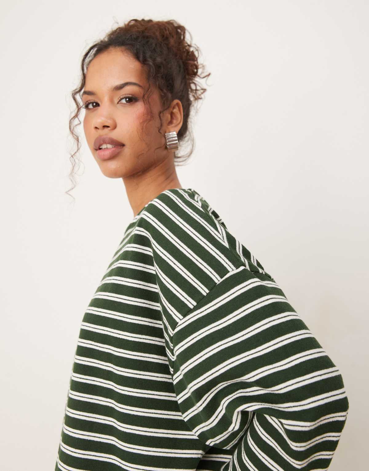 ASOS DESIGN oversized boxy t-shirt in textured green stripe