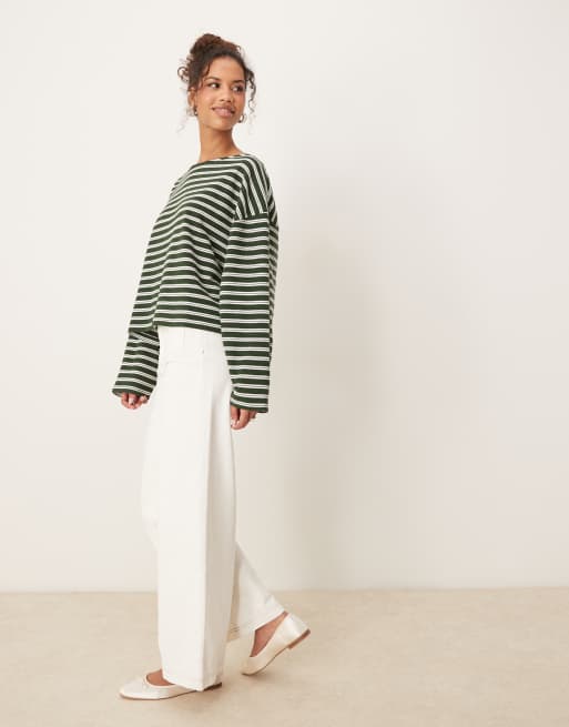 ASOS DESIGN oversized boxy t-shirt in textured green stripe