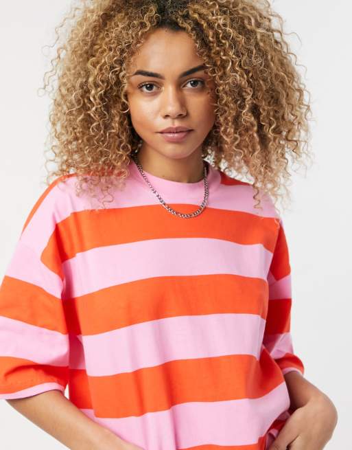 Orange striped t store shirt