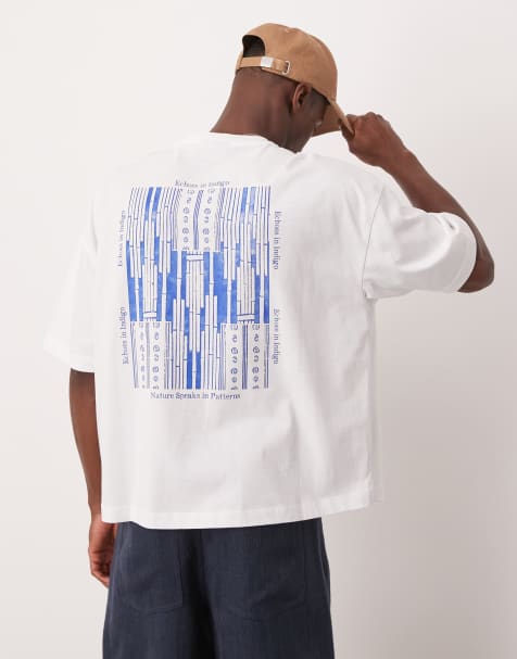ASOS DESIGN oversized boxy t-shirt with placement print in white - view 1
