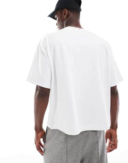 ASOS DESIGN oversized boxy t-shirt with shoulder seam detailing in white, 3 of 4