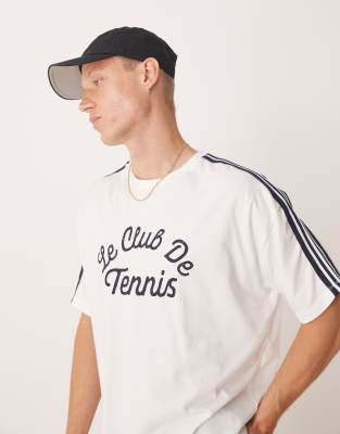 Asos Design Oversized Boxy T-shirt With Sport Graphic And Tape In White