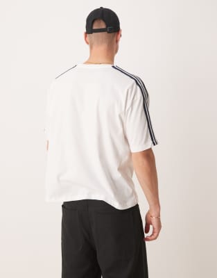 Asos Design Oversized Boxy T-shirt With Sport Graphic And Tape In White
