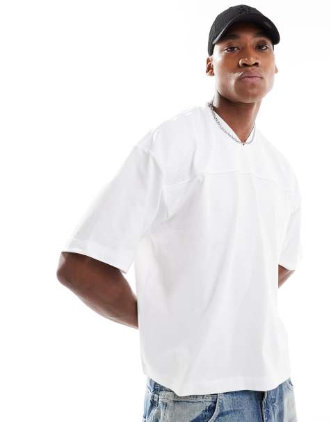 ASOS DESIGN oversized boxy t-shirt with sporty mesh panel in white - view 1