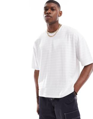 ASOS DESIGN oversized boxy t-shirt with textured rib in white