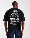 [ASOS DESIGN] ASOS DESIGN oversized boxy t-shirt with vino graphic in black S BLACK