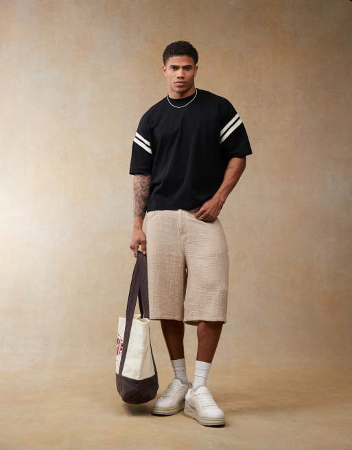 ASOS DESIGN oversized boxy t-shirt with white panelling in black