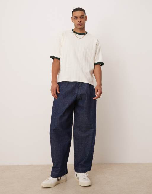 ASOS DESIGN oversized boxy t-shirt with wide set rib in cream, 2 of 4