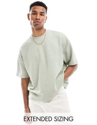 ASOS DESIGN oversized boxy texture t-shirt in light green