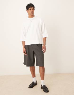 Asos Design Oversized Boxy Textured Rib Knit T-shirt In White