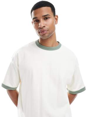 Asos Design Oversized Boxy Textured Rib Knit T-shirt With Contrast Detail