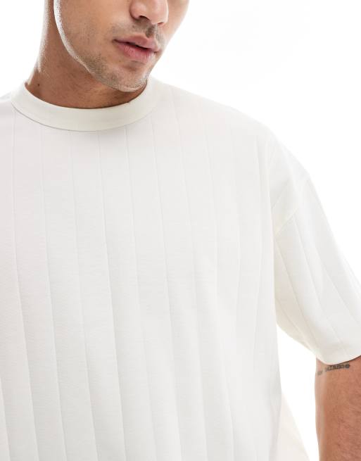 ASOS DESIGN oversized boxy textured rib t-shirt in cream