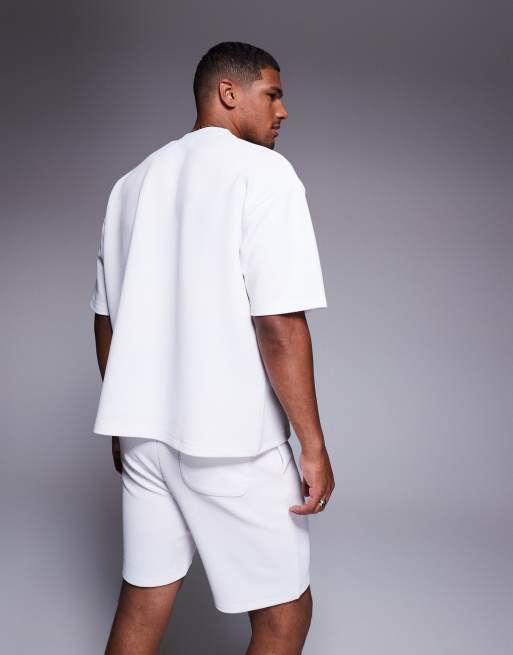 ASOS DESIGN oversized boxy textured t-shirt co-ord in white