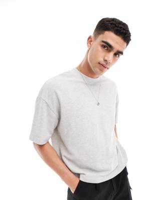Asos Design Oversized Boxy Textured T-shirt In Gray