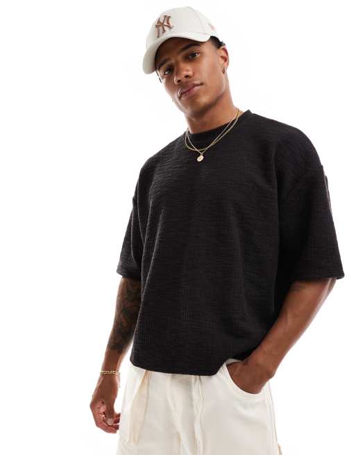 ASOS DESIGN oversized boxy textured t-shirt in gray