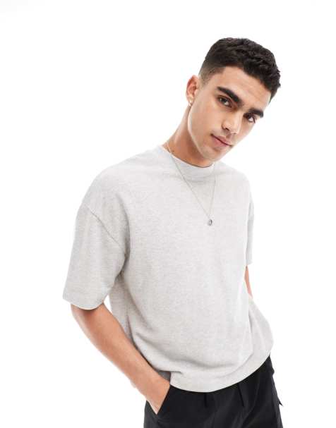 ASOS DESIGN oversized boxy textured t-shirt in grey - view 1
